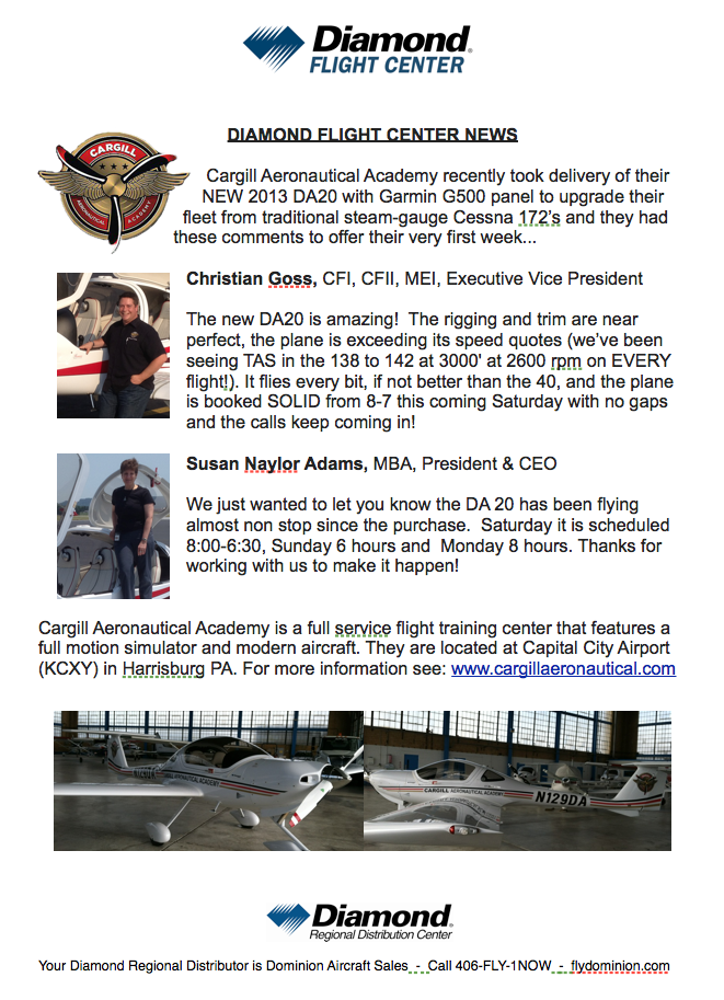 Diamond Flight Center News