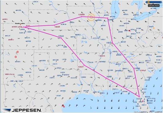 Colorado to Florida to Illinois Flight Route